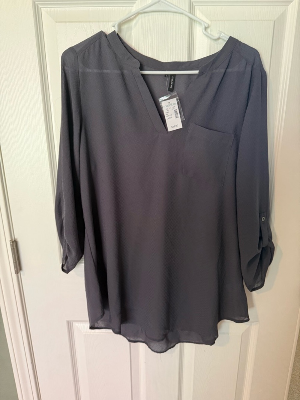 Maurice’s Casual Split-Neck Women’s Blouse - Gray